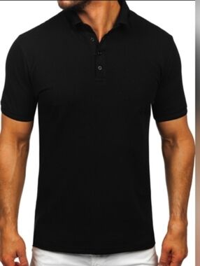 Michael Brandon Black Short-Sleeve Polo